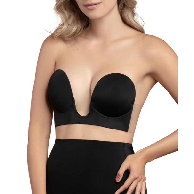 BYE-BRA - BRA WITHOUT HANDLES SHAPE U BEIGE CUP E - E / BLACK - 17