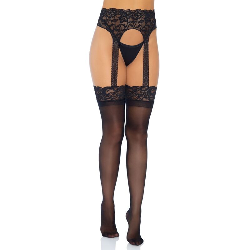 LEG AVENUE - OPAQUE GARTERBELT STOCKING ONE SIZE - 4