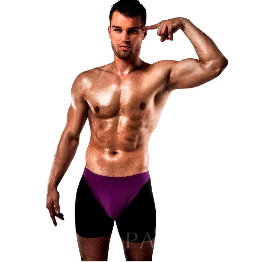 PASSION - BOXER 009 LILAC/BLACK EROTIC LINGERIE S/M - 2