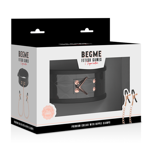BEGME - COLLIER BLACK EDITION AVEC PINCES À TÉTONS AVEC DOUBLURE EN NÉOPRÈNE