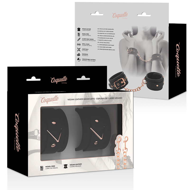 COQUETTE CHIC DESIRE - VEGAN PATTERN LEATHER HANDCUFFS WITH NOPRENE LINING