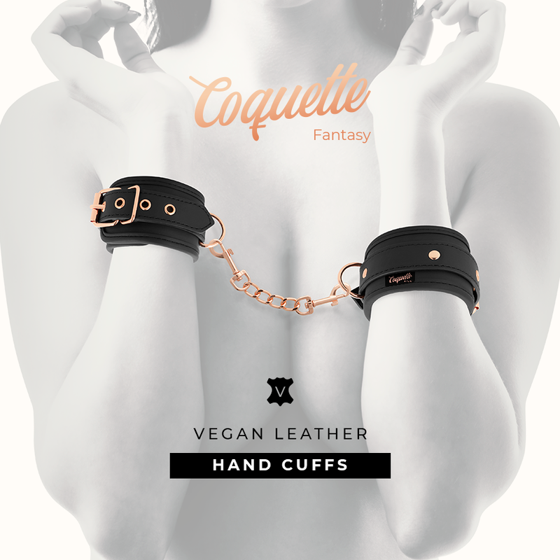 COQUETTE CHIC DESIRE - VEGAN PATTERN LEATHER HANDCUFFS WITH NOPRENE LINING