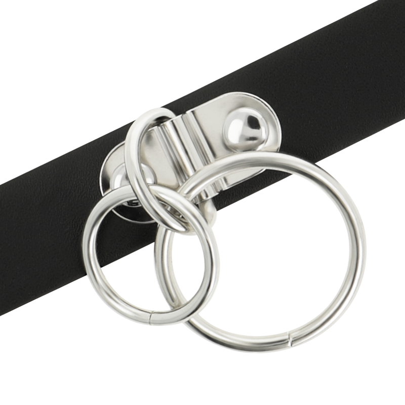 COQUETTE CHIC DESIRE - COLLIER RAS DE COU DOUBLE ANNEAU EN CUIR VEGAN