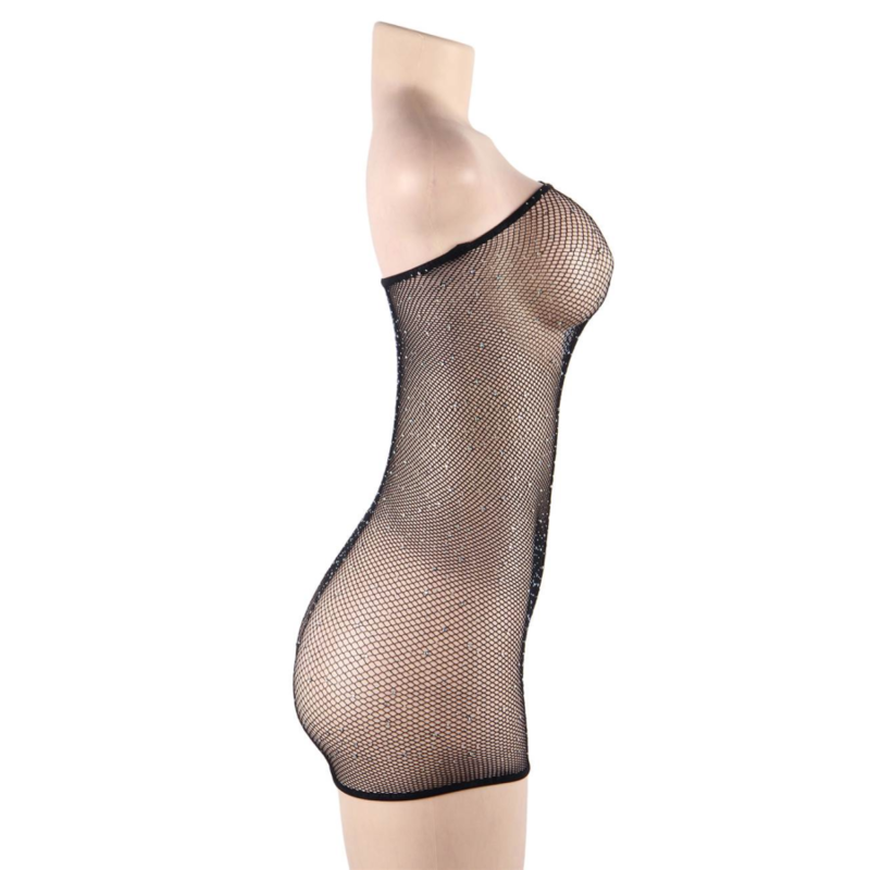 QUEEN LINGERIE - NET BODY DRESS WITH DIAMONDS S/L - 3