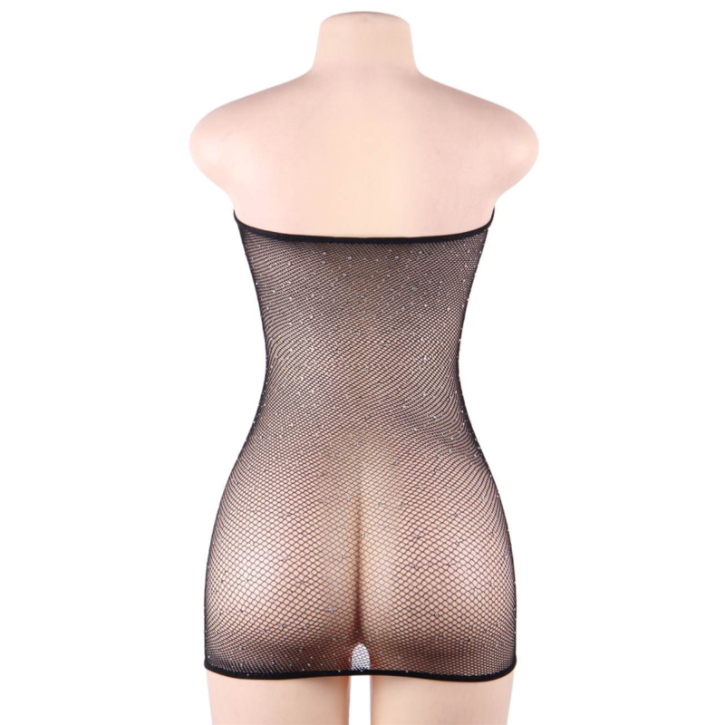 QUEEN LINGERIE - NET BODY DRESS WITH DIAMONDS S/L - 4