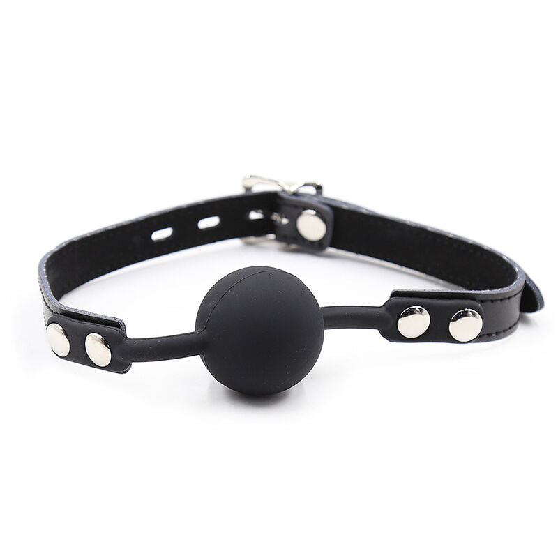 OHMAMA FETISH - SILICONE BALL GAG WITH LEATHER BELT (PADLOCK INCLUDED) - 7