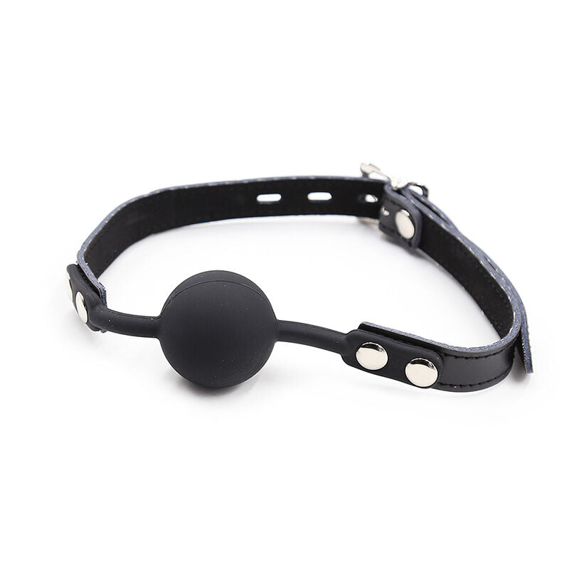 OHMAMA FETISH - SILICONE BALL GAG WITH LEATHER BELT (PADLOCK INCLUDED) - 6