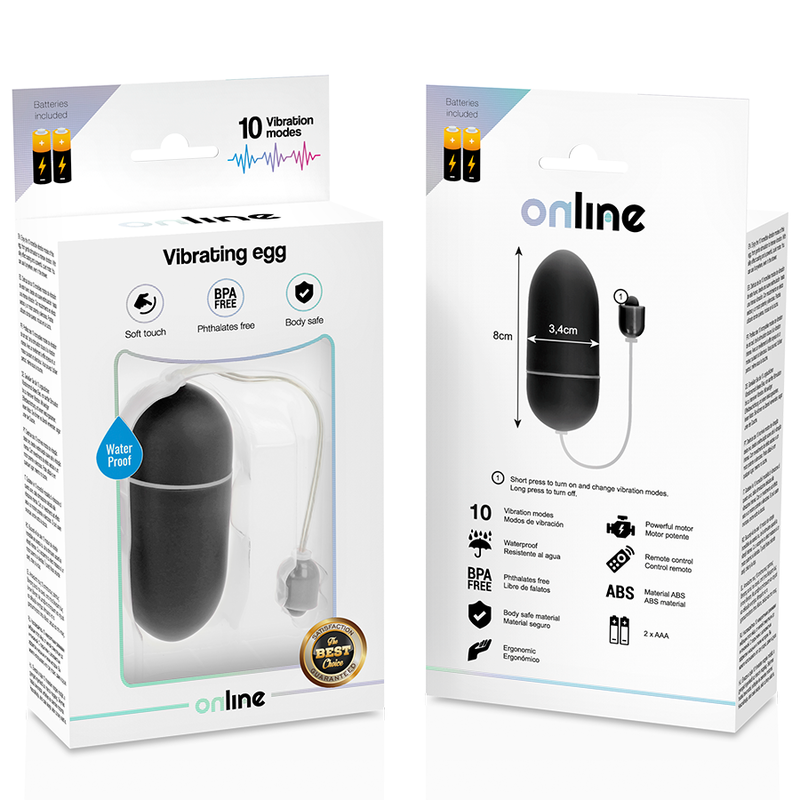 ONLINE - WATERPROOF VIBRATING EGG BLACK - 3