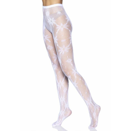 LEG AVENUE - SNOWFLAKE FISHNET TIGHTS ONE SIZE - 1
