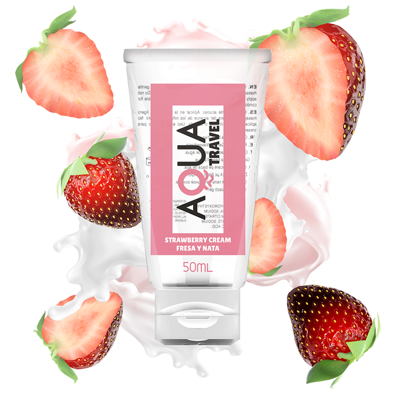 AQUA TRAVEL - STRAWBERRY CREAM FLAVOUR WATERBASED LUBRICANT - 50 ML - 1