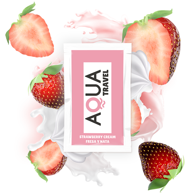 AQUA TRAVEL - STRAWBERRY CREAM FLAVOUR WATERBASED LUBRICANT 6 ML - 1