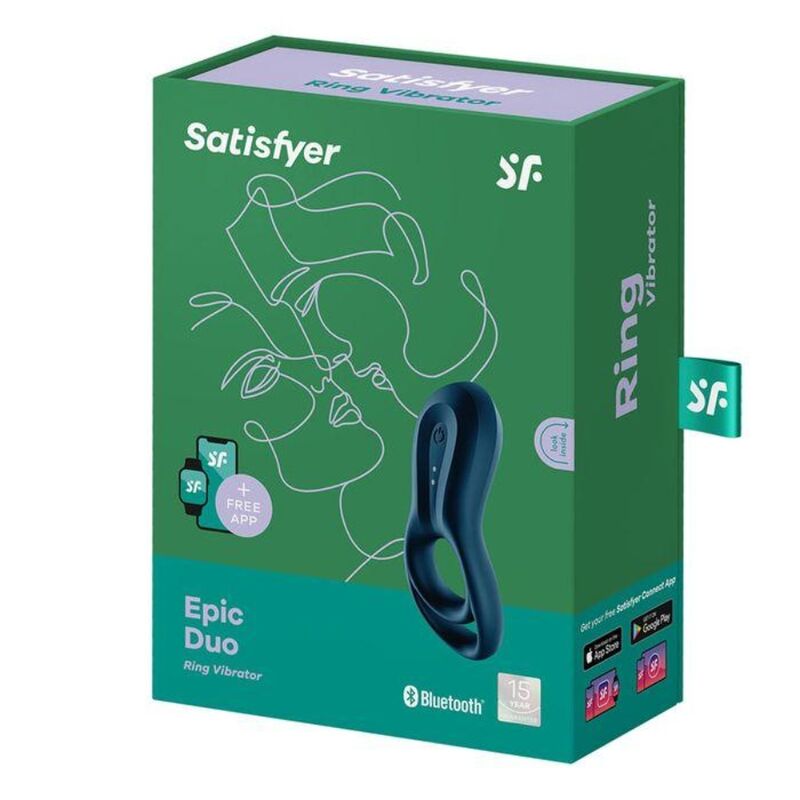 SATISFYER - EPIC DUO RING VIBRATOR APP BLUE - 2