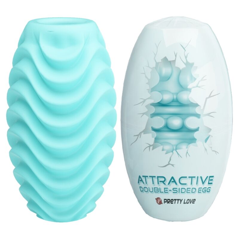 PRETTY LOVE - TURQUOISE DOUBLE SIDED MASTURBATOR EGG - 2