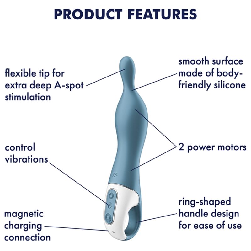 SATISFYER - AMAZING 1 ASPOT VIBRATOR BLUE - 4