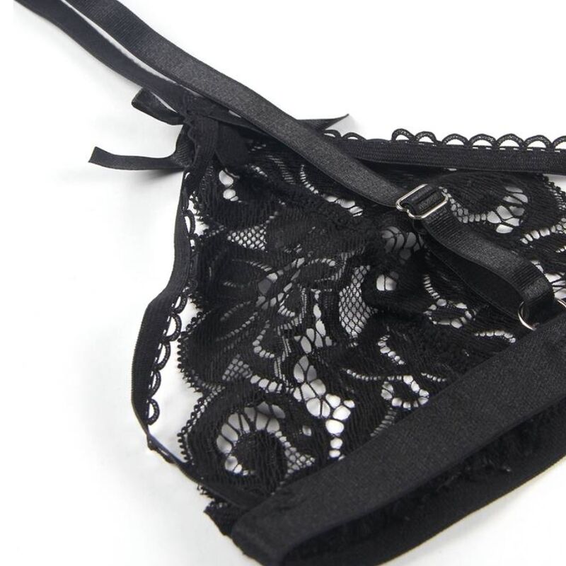SUBBLIME - THREE-PIECE SET BRA + GARTER BELT + THONG L/XL