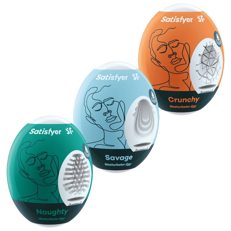 SATISFYER - 3 MASTURBATOR EGGS NAUGHTY, SAVAGE & CRUNCHY - 2