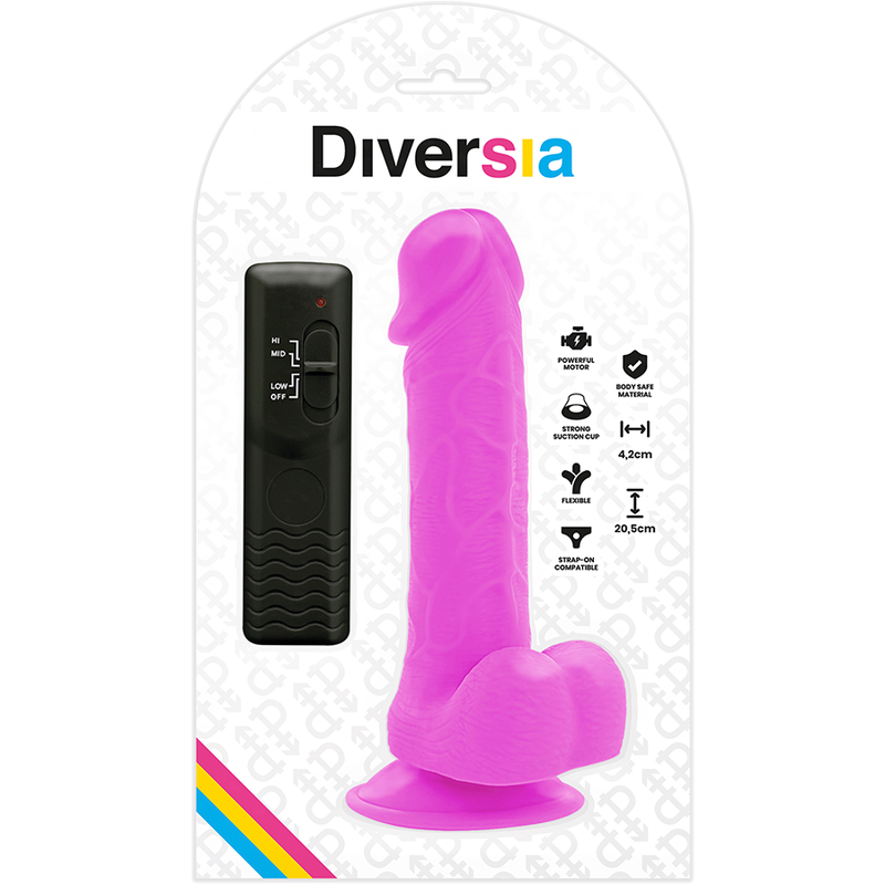 DIVERSIA - FLEXIBLE VIBRATING DILDO PURPLE 20.5 CM -O- 4.2 CM - 5