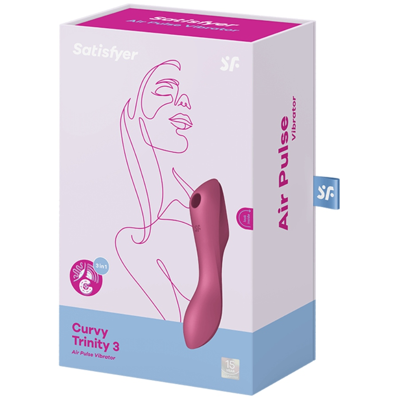 SATISFYER - CURVY TRINITY 3 AIR PULSE VIBRATOR RED - 3