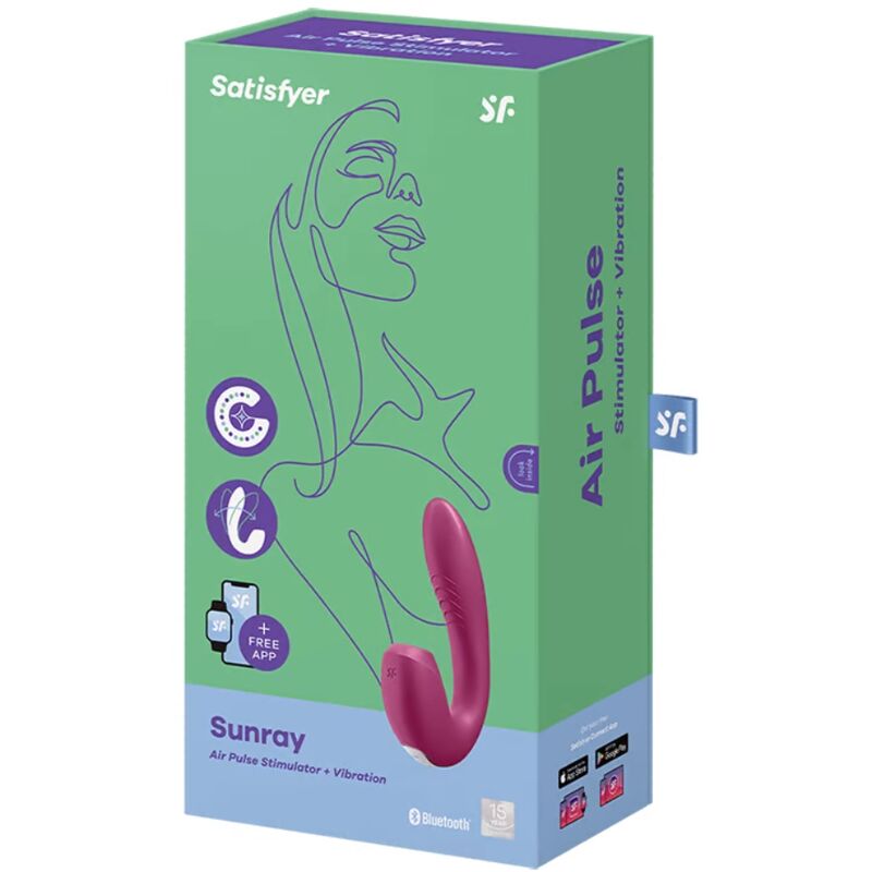 SATISFYER - SUNRAY STIMULATOR AND VIBRATOR APP RED - 2