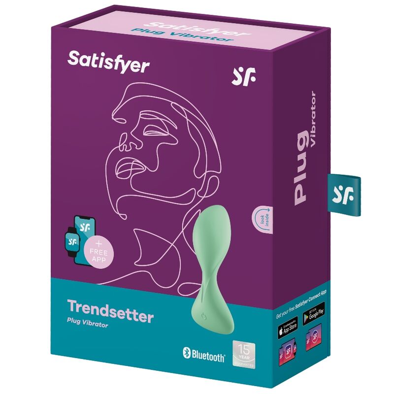 SATISFYER - TRENDSETTER VIBRATING PLUG APP GREEN - BLACK - 5