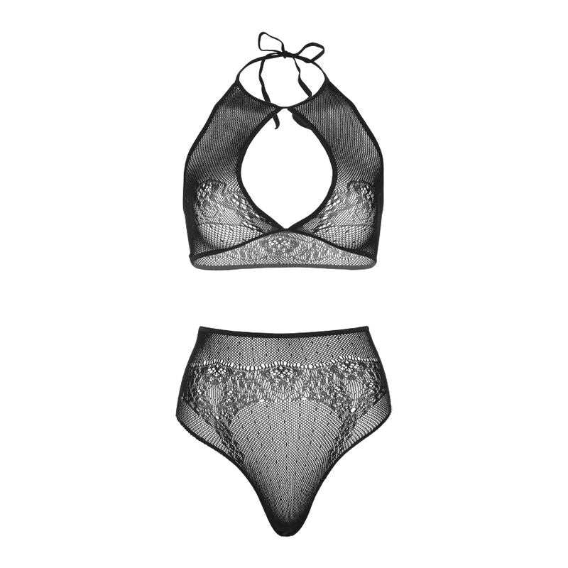 LEG AVENUE - TWO PIECES SET HALTER CROP TOP & THONG PANTY PANTY ONE SIZE - 3