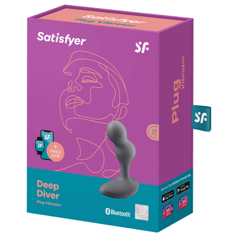 SATISFYER - DEEP DIVER VIBRATING PLUG APP BLUE - 2