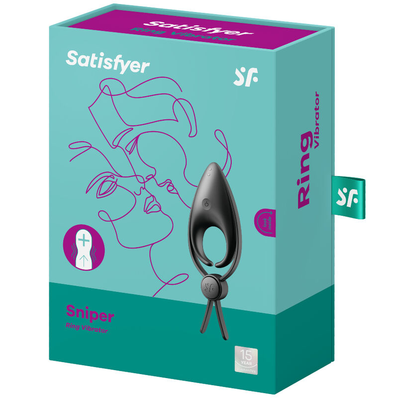 SATISFYER - SNIPER RING VIBRATOR BLACK - BLUE - 4