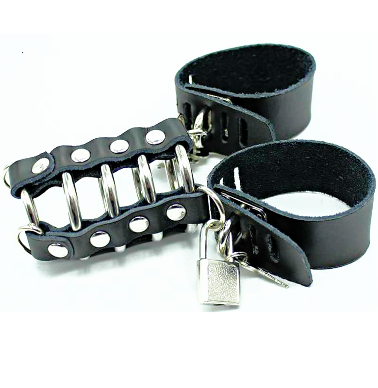 OHMAMA FETISH - PENIS CAGE WITH METAL RINGS AND LEATHER STRAPS - 5