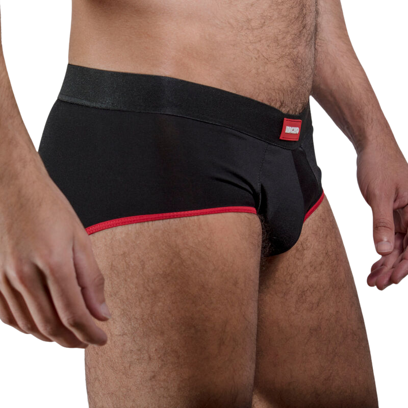 MACHO - MS24A BRIEF DARK YELLOW UNDERPANTS S - XL / BLACK/ROJO - 10