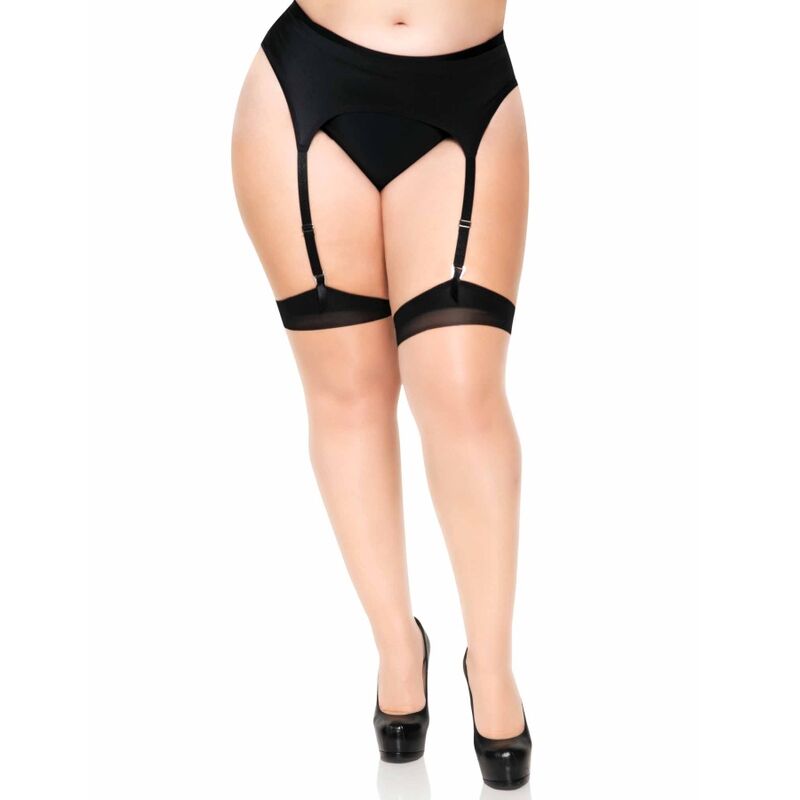 LEG AVENUE - PLUS LYCRA SHEER 2 TONE THIGH HIGH WITH BACKSEAM AND CUBAN HEEL - 1