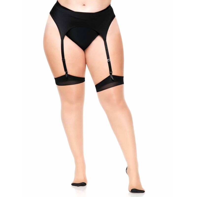 LEG AVENUE - PLUS LYCRA SHEER 2 TONE THIGH HIGH WITH BACKSEAM AND CUBAN HEEL - 3