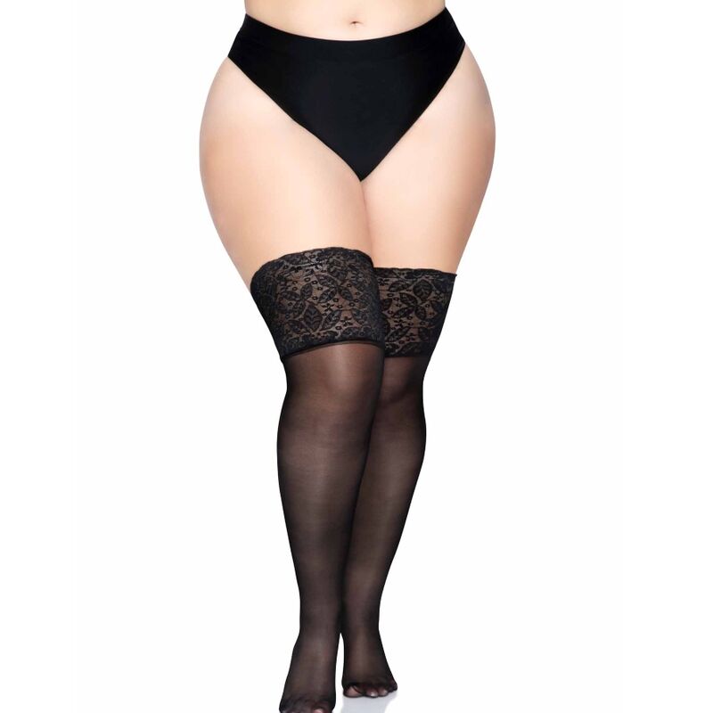 LEG AVENUE - STAY UPS SHEER THIGH HIGH PLUS SIZE - PLUS SIZE - 1