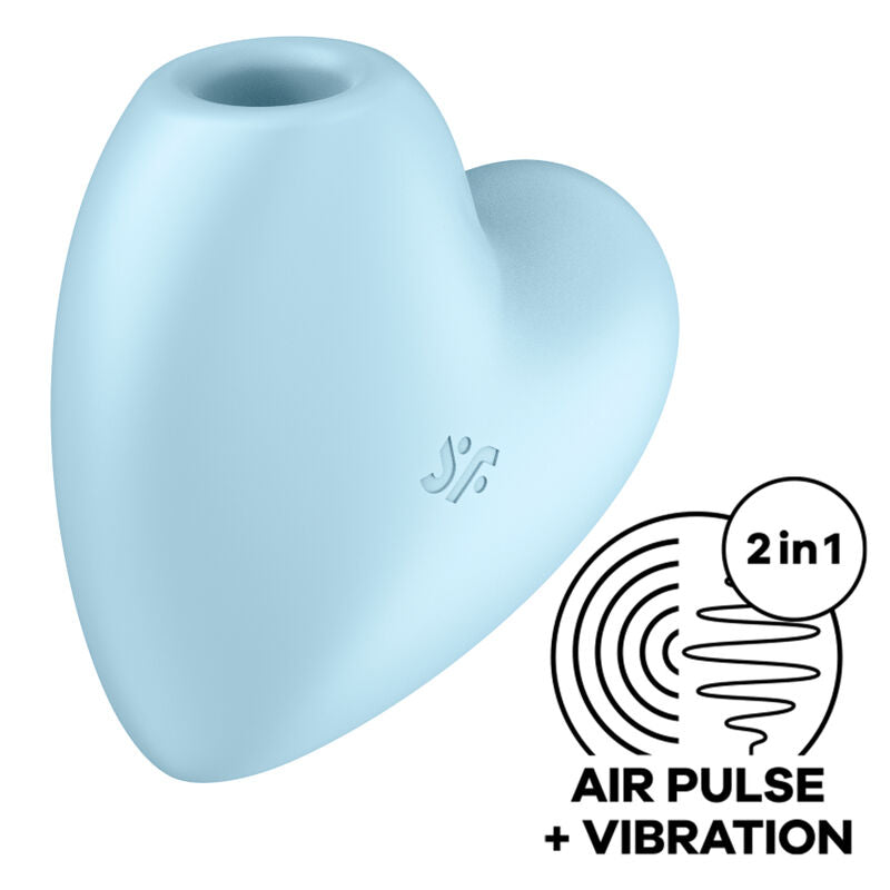 SATISFYER - CUTIE HEART AIR PULSE STIMULATOR & VIBRATOR PINK - BLUE - 4
