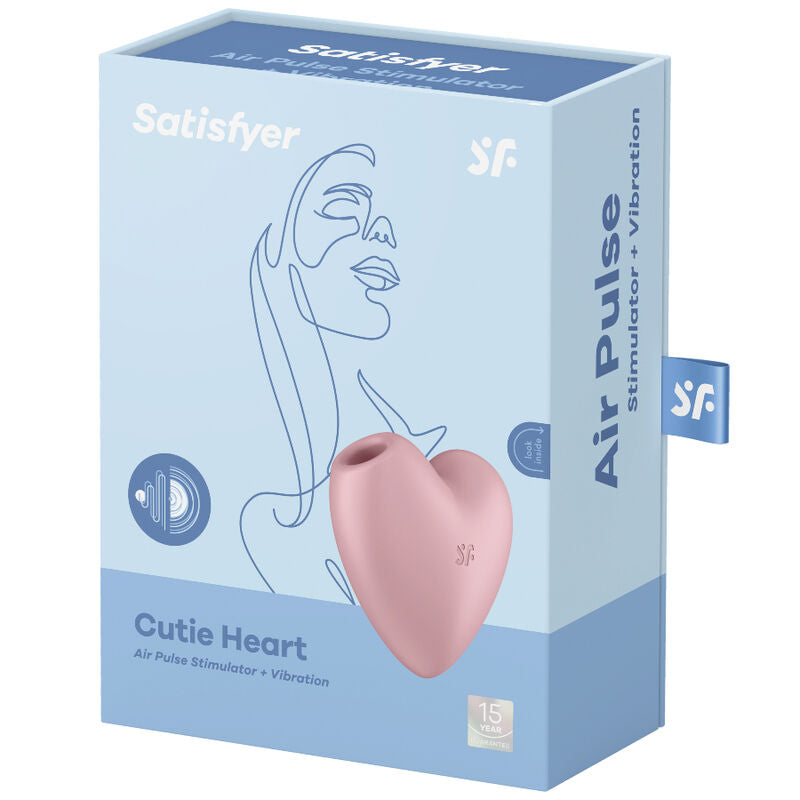 SATISFYER - CUTIE HEART AIR PULSE STIMULATOR & VIBRATOR PINK - BLUE - 6