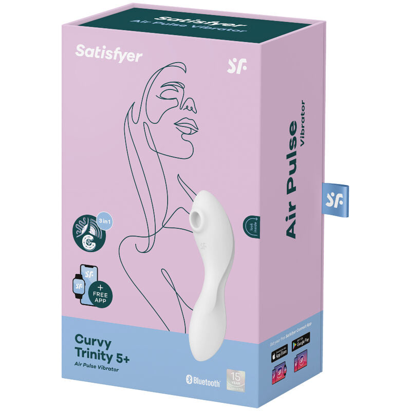 SATISFYER - CURVY TRINITY 5 AIR PULSE STIMULATOR & VIBRATOR APP BLUE - 2