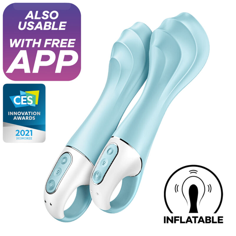 SATISFYER - AIR PUMP VIBRATOR 5+ INFLATABLE G-SPOT VIBRATOR APP BLUE - 4