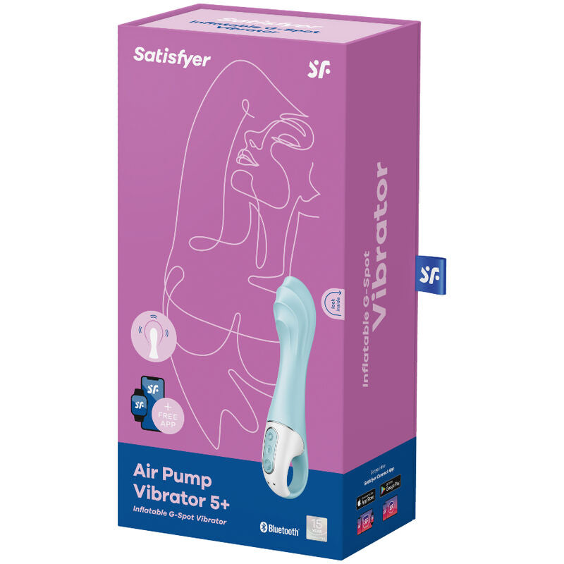 SATISFYER - AIR PUMP VIBRATOR 5+ INFLATABLE G-SPOT VIBRATOR APP BLUE - 2