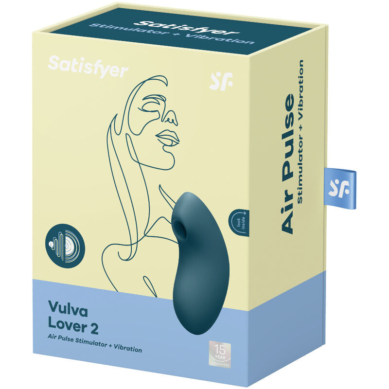 SATISFYER - VULVA LOVER 2 AIR PULSE STIMULATOR & VIBRATOR WHITE - BLUE - 4