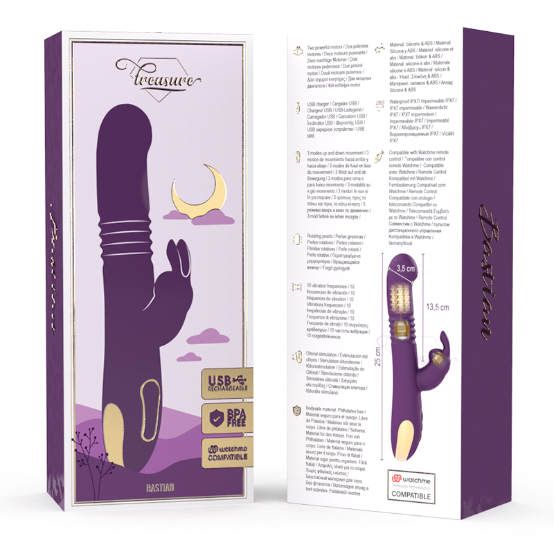 TREASURE - BASTIAN RABBIT UP & DOWN, ROTATOR & VIBRATOR COMPATIBLE WITH WATCHME WIRELESS TECHNOLOGY - 3