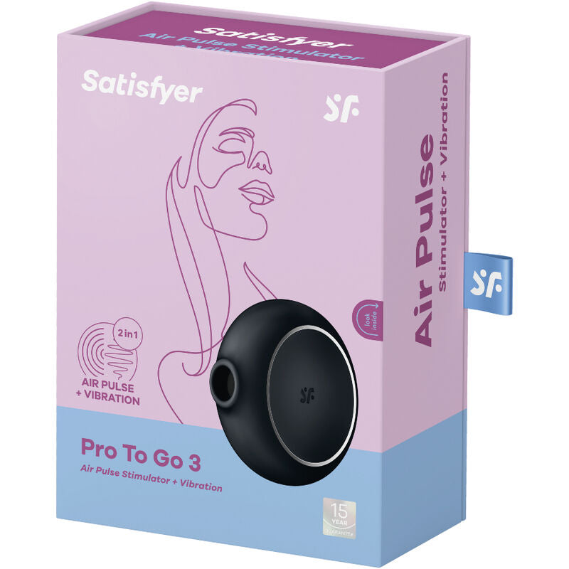 SATISFYER - PRO TO GO 3 DOUBLE AIR PULSE STIMULATOR & VIBRATOR BLUE - BLACK - 2