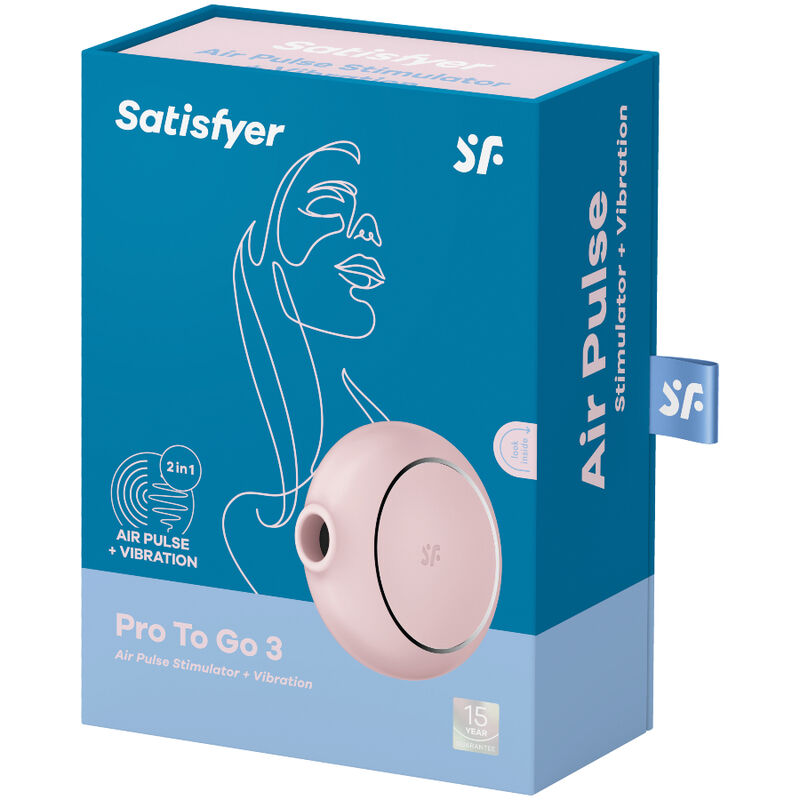 SATISFYER - PRO TO GO 3 DOUBLE AIR PULSE STIMULATOR & VIBRATOR BLUE - PINK - 10