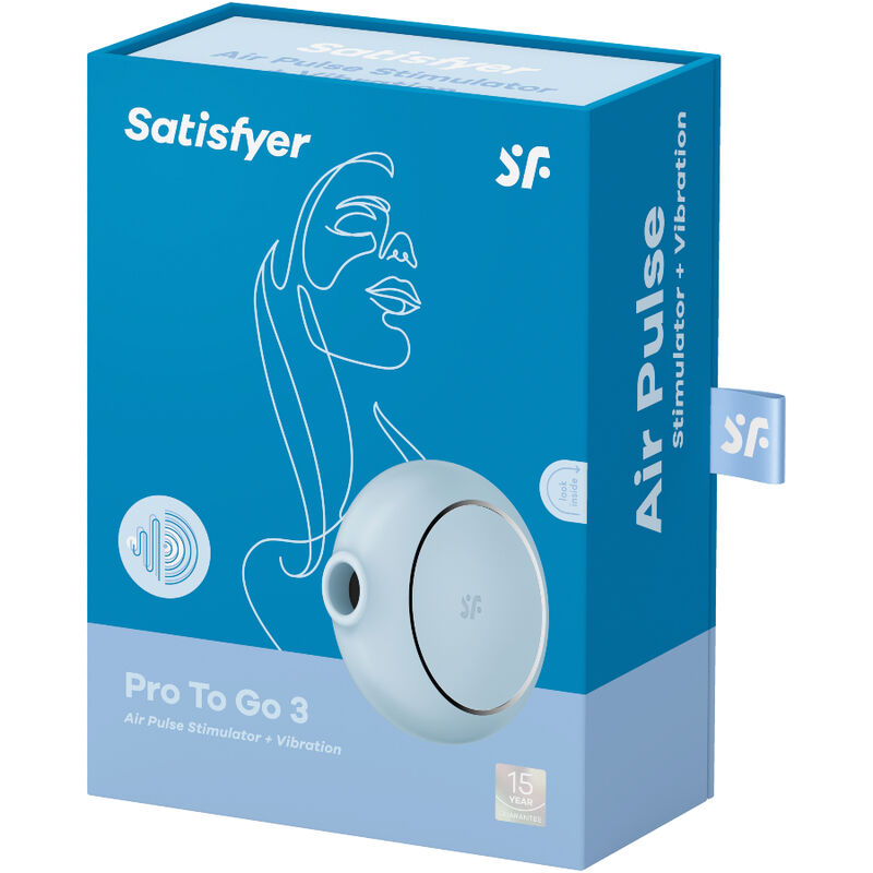 SATISFYER - PRO TO GO 3 DOUBLE AIR PULSE STIMULATOR & VIBRATOR BLUE - BLUE - 15