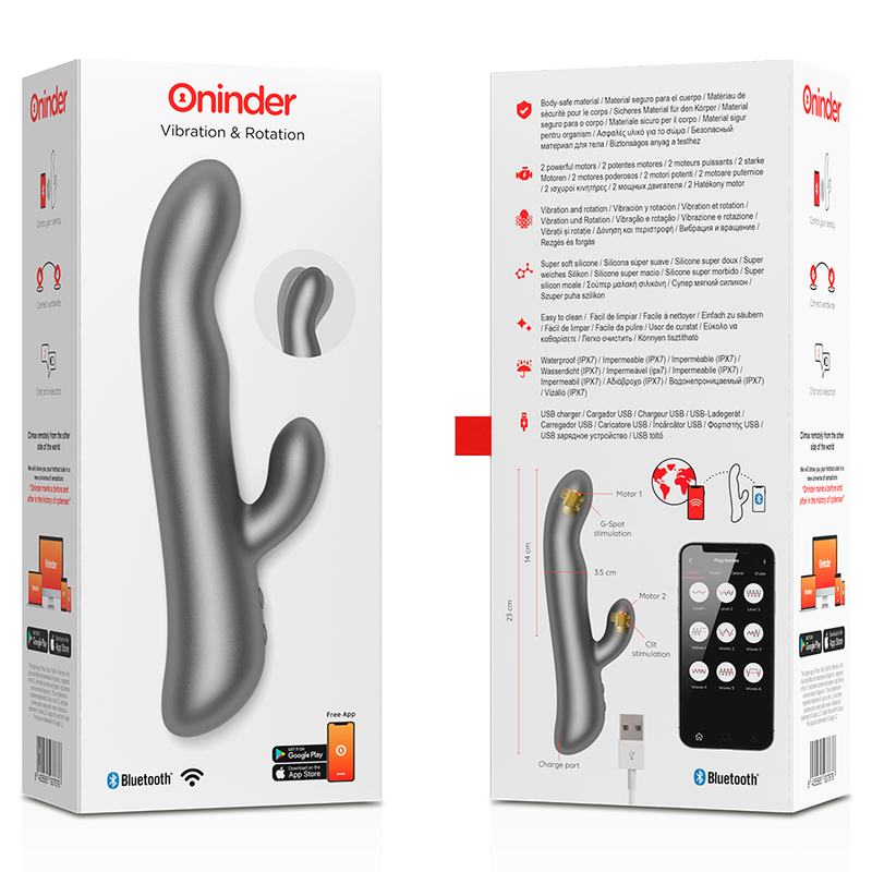 ONINDER - OSLO VIBRATION & ROTATION BLACK - FREE APP - PINK - 10