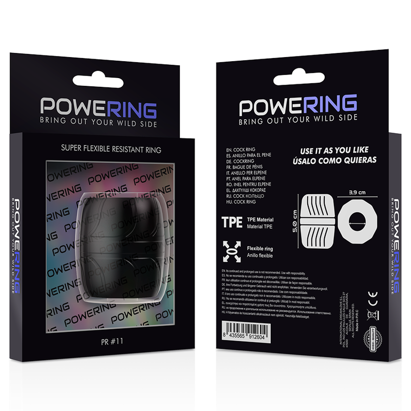 POWERING - SUPER FLEXIBLE AND RESISTANT PENIS RING 5 CM PR11 BLACK - 1
