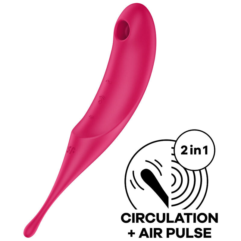 SATISFYER - TWIRLING PRO AIR PULSE STIMULATOR & VIBRATOR BLUE - RED - 4