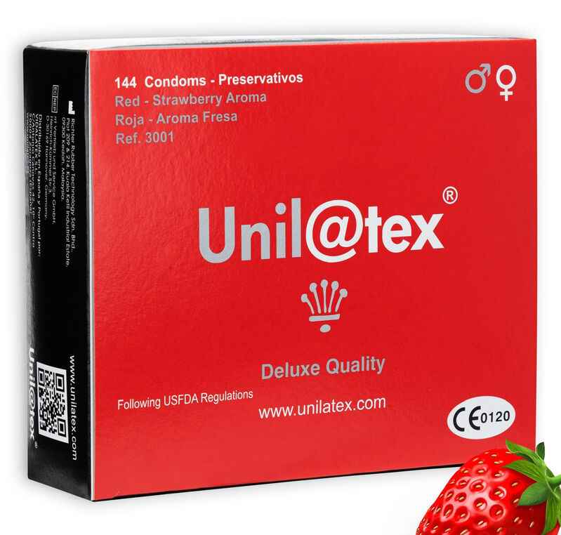 UNILATEX - CONSERVANTI UNILATEX ROSSO / FRAGOLA 144 UNITÀ - Secretroomsexyshop