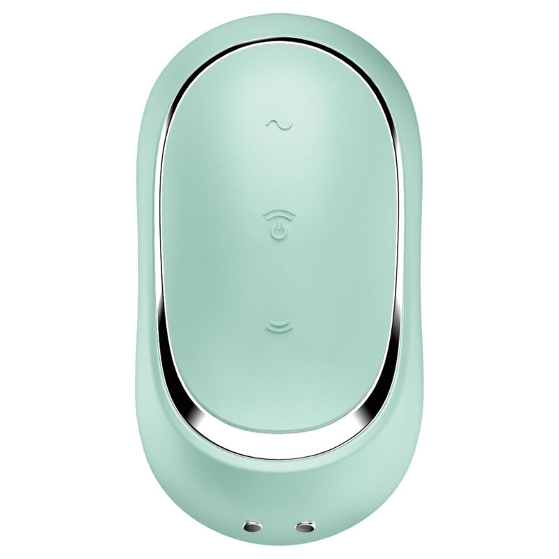 SATISFYER - PRO TO GO 2 DOUBLE AIR PULSE STIMULATOR & VIBRATOR GREEN - BEIGE - 12