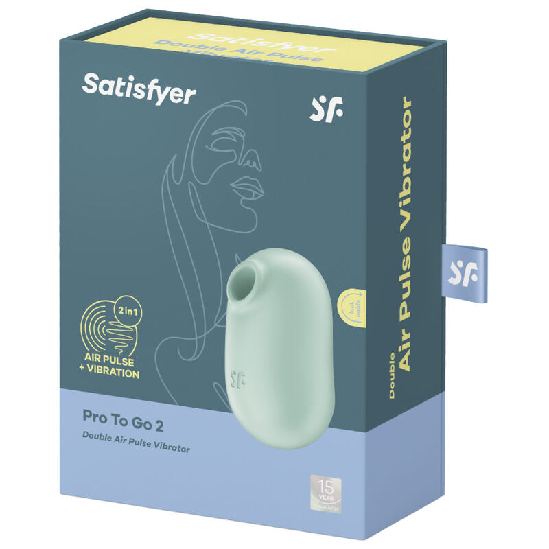 SATISFYER - PRO TO GO 2 DOUBLE AIR PULSE STIMULATOR & VIBRATOR GREEN - BEIGE - 11