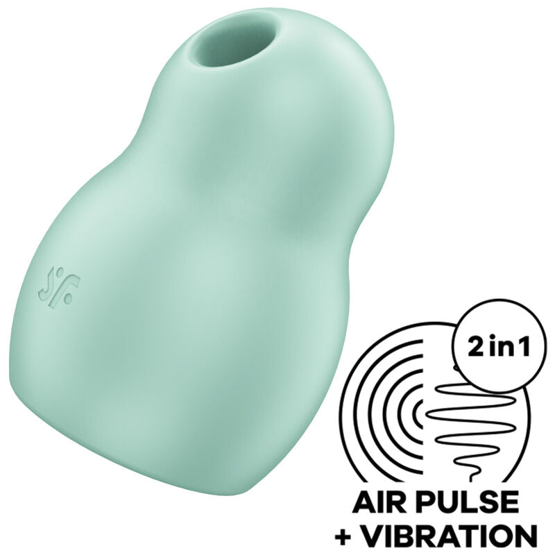 SATISFYER - PRO TO GO 1 DOUBLE AIR PULSE STIMULATOR & VIBRATOR BLUE - GREEN - 5