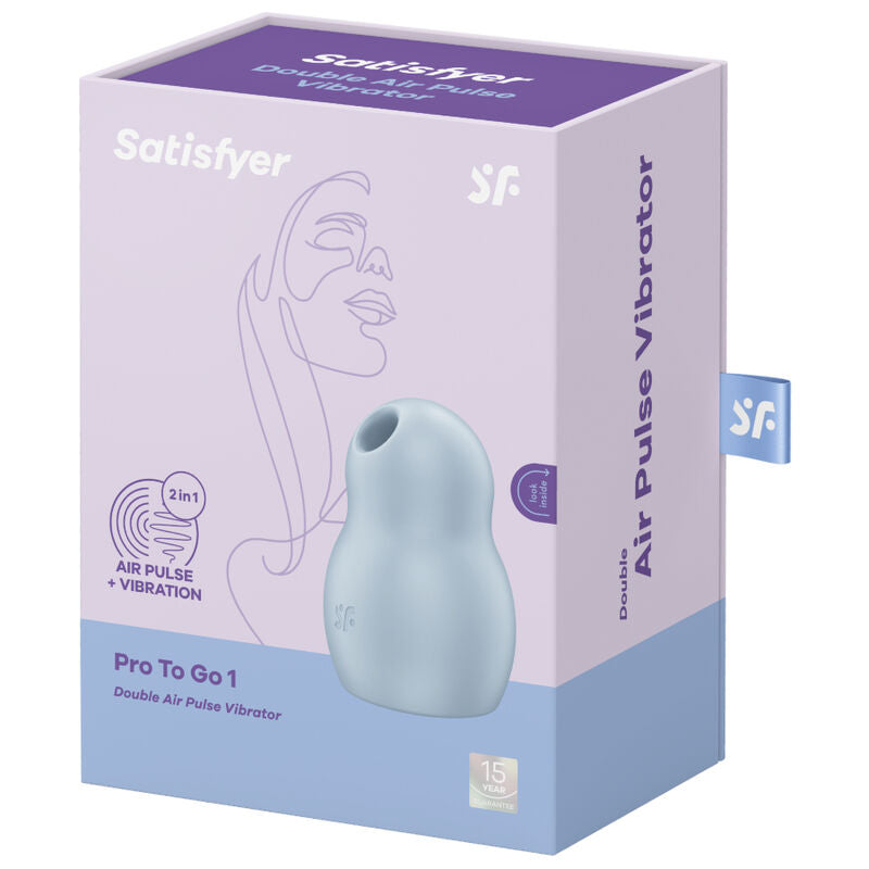SATISFYER - PRO TO GO 1 DOUBLE AIR PULSE STIMULATOR & VIBRATOR BLUE - BLUE - 11